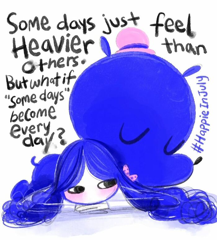 I Created A Webcomic About A Depression Named Happie And A Girl Named July, And How They Learn To Live With Each Other