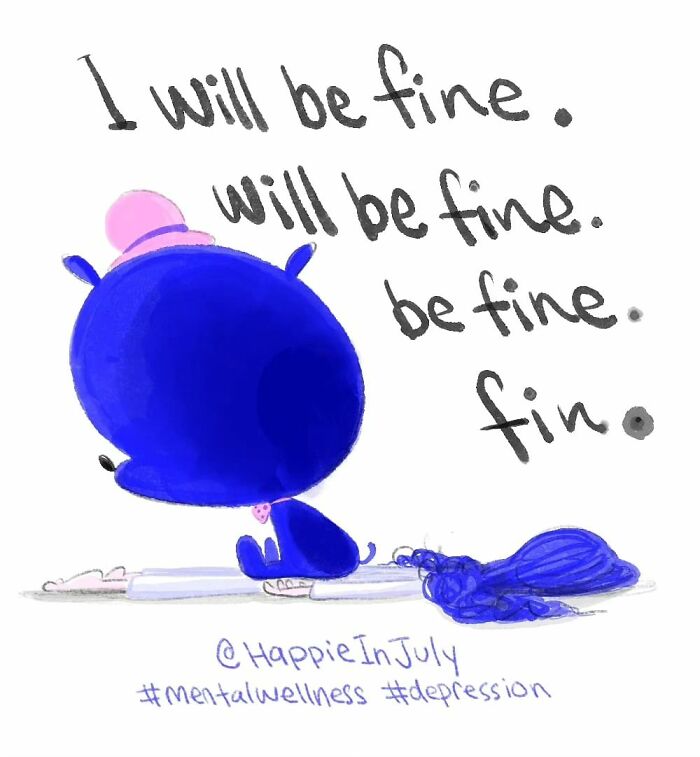 I Created A Webcomic About A Depression Named Happie And A Girl Named July, And How They Learn To Live With Each Other