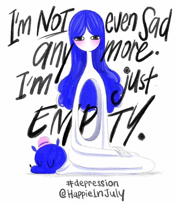 I Created A Webcomic About A Depression Named Happie And A Girl Named July, And How They Learn To Live With Each Other