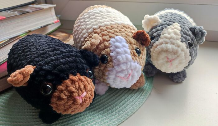 My Crochet Guinea Pig Toys From The Same Pattern But In Different Colors (15 Pics)