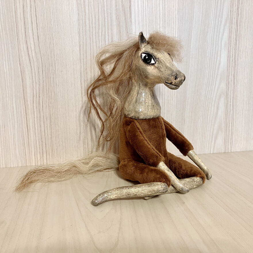 Poseable Art Doll Animal Horse Figurine - Ooak Boudoir Doll