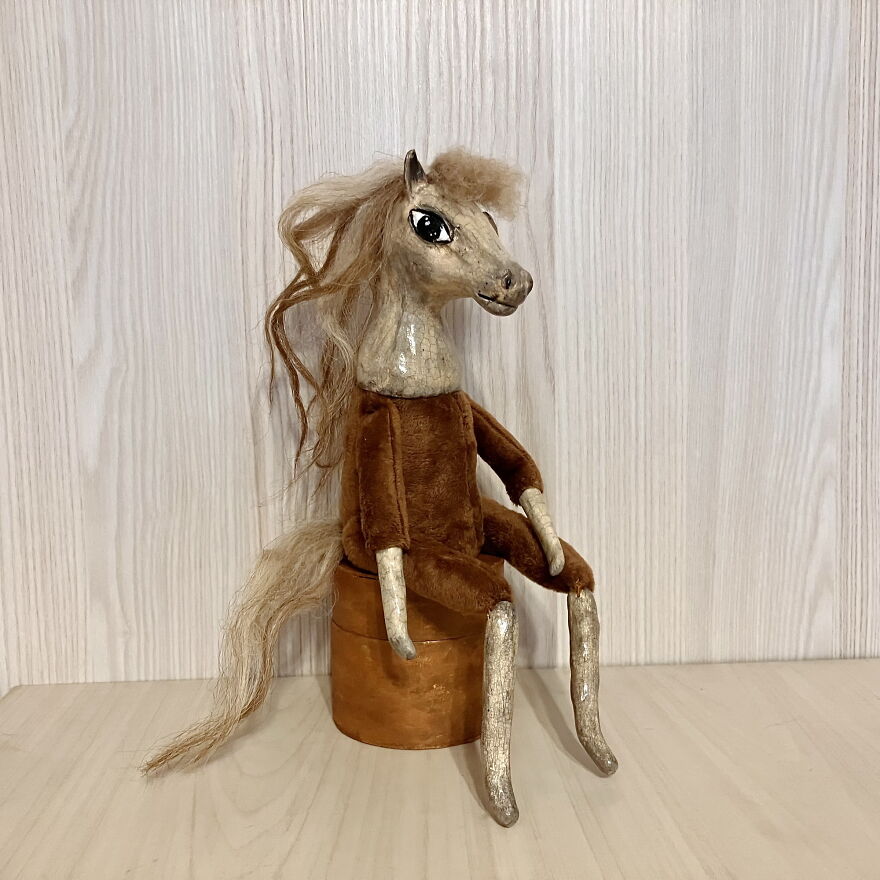 Poseable Art Doll Animal Horse Figurine - Ooak Boudoir Doll