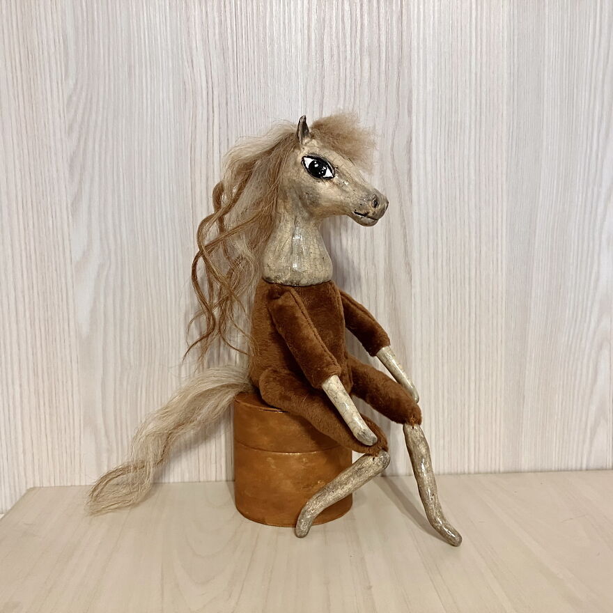 Poseable Art Doll Animal Horse Figurine - Ooak Boudoir Doll