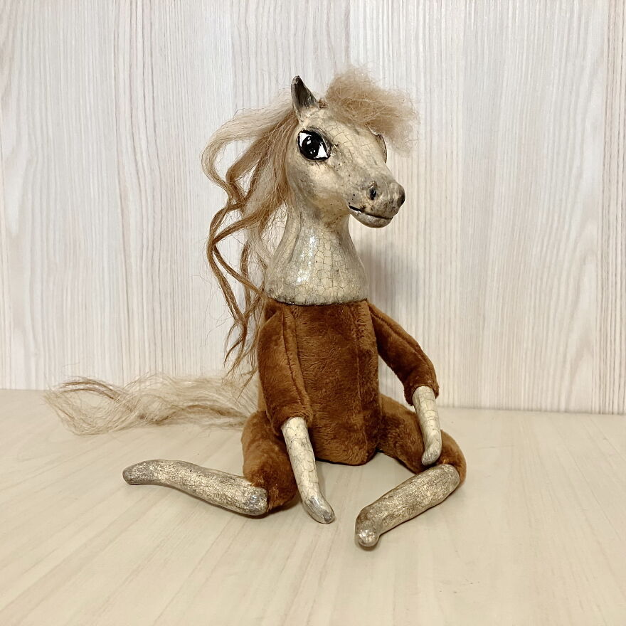 Poseable Art Doll Animal Horse Figurine - Ooak Boudoir Doll