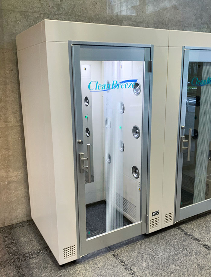 Clean Breeze air shower booth in Japan, showcasing unique technology found in a country like no other.