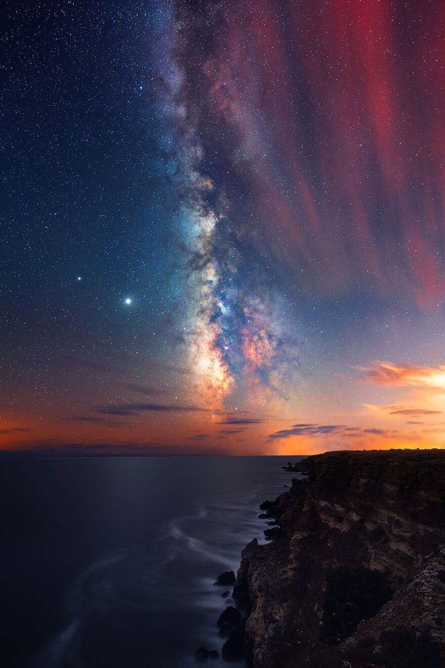 Milky Way With Some High Clouds Over The Black Sea Coast Of Bulgaria