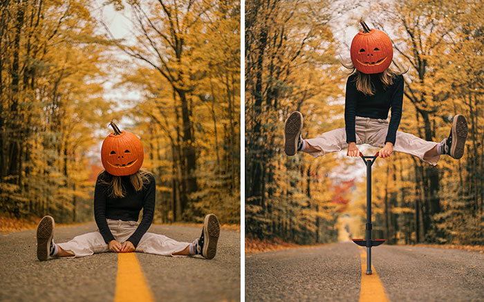 Woman Wearing Pumpkin