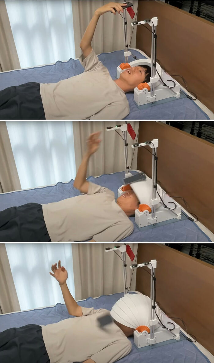 Here’s A Unique Gadget Created By This Guy to Protect Heads While Using Phones in Bed Here’s A Unique Gadget Created By This Guy to Protect Heads While Using Phones in Bed