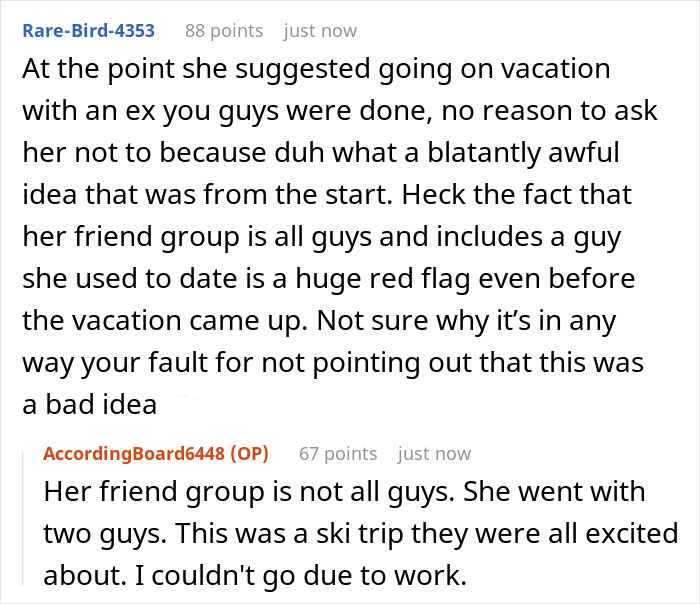 Woman Upset BF Didn’t Warn Her That Her Vacation With Her Ex Means They’re Breaking Up Woman Upset BF Didn’t Warn Her That Her Vacation With Her Ex Means They’re Breaking Up