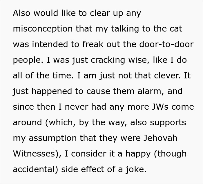 Man Comes Up With A Clever Way To Get Rid Of Jehovah's Witnesses After His Black Cat Comes Up Man Comes Up With A Clever Way To Get Rid Of Jehovah's Witnesses After His Black Cat Comes Up