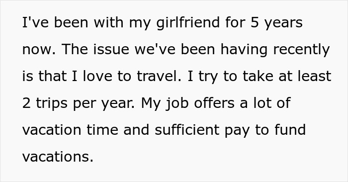 Guy Refuses To Pay For GF Of 5 Years And Goes On Vacation Without Her, Doesn’t Get Why She’s Mad Guy Refuses To Pay For GF Of 5 Years And Goes On Vacation Without Her, Doesn’t Get Why She’s Mad