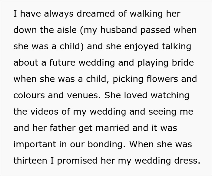 Mom Won't Lend Her Wedding Dress As Promised So That Her Daughter Can Cut It Up
