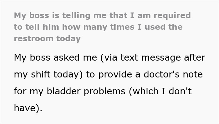 Person Doesn't Know How To Respond To Boss Asking Them How Many Times They Used The Bathroom Person Doesn't Know How To Respond To Boss Asking Them How Many Times They Used The Bathroom