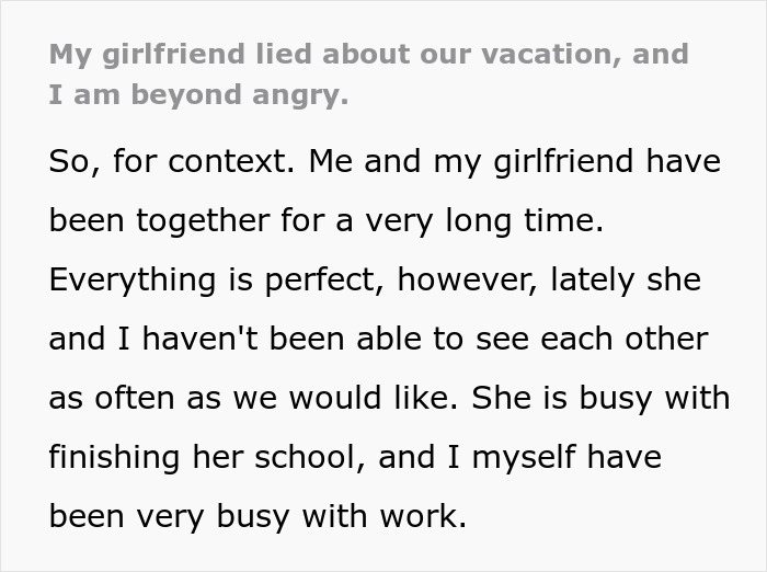 &ldquo;I Finally Learned The Truth&rdquo;: Man Considers Leaving GF On A Vacation Without Telling Her