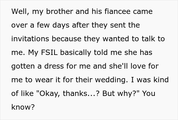 Bride Feels Insecure Around Thin SIL, Buys Her A Dress To Wear But She Refuses To Come At All