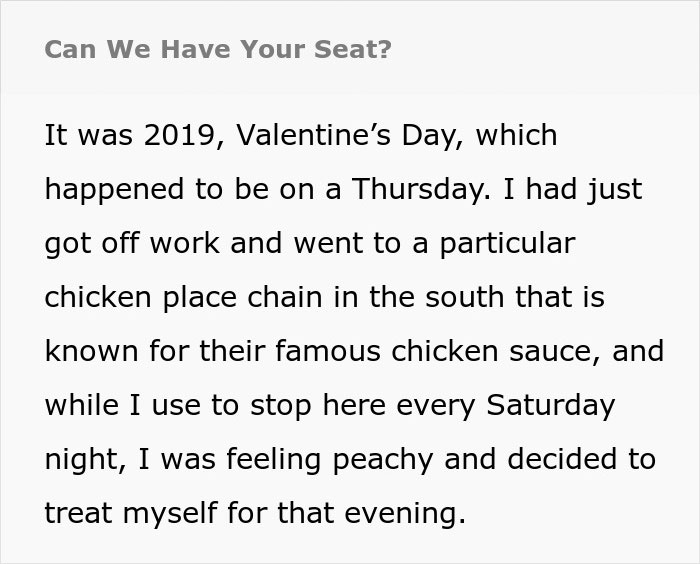 Man Puts Entitled Couple In Their Place, Resumes Enjoying His Chicken Wings 