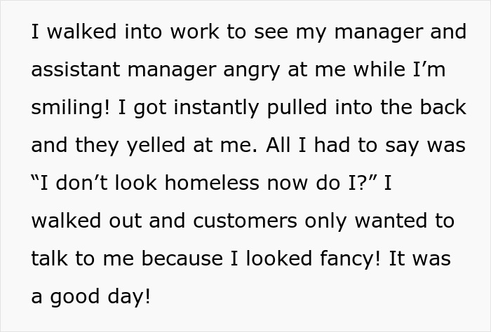 Woman Gets Told Off For Looking Like A Homeless Person At Work, She Comes Back In A Dress And Pearls 
