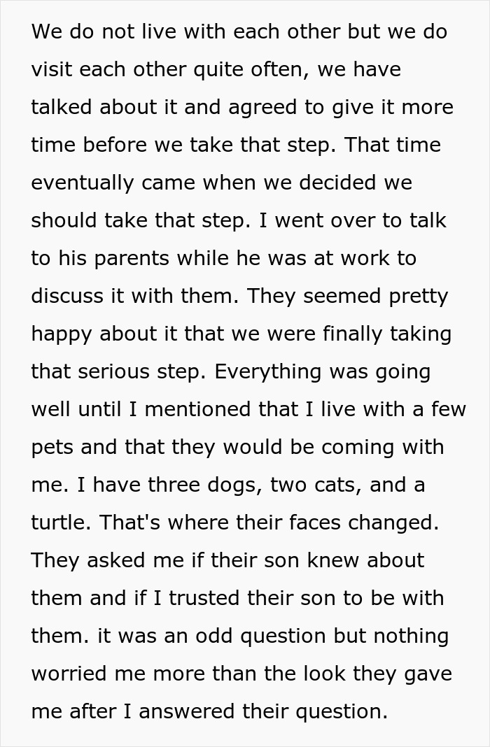 Woman Dumps Her BF After His Parents Warn Her Not To Leave Him Alone With Her Pets Woman Dumps Her BF After His Parents Warn Her Not To Leave Him Alone With Her Pets