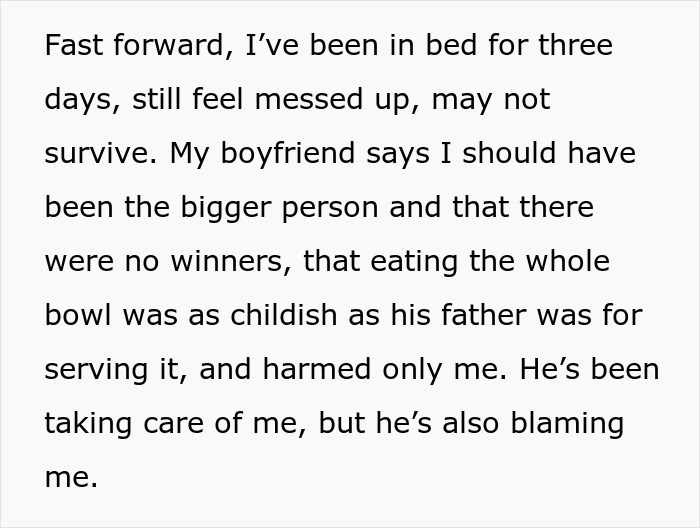 "AITA For Eating The Food My FIL Served Me And Ruining Mine And My Boyfriend's Holiday" "AITA For Eating The Food My FIL Served Me And Ruining Mine And My Boyfriend's Holiday"