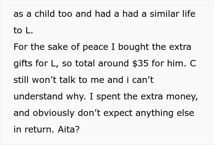 &ldquo;AITA For Not Gifting My Nephew As Nice A Gift As His Cousin&rsquo;s Because His Parents Are Poor?&rdquo;