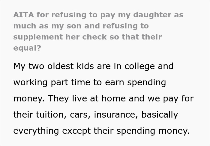 Woman Is Mad Brother Earns $10/h More Than She Does, Wants Parents To Make Up For It Woman Is Mad Brother Earns $10/h More Than She Does, Wants Parents To Make Up For It