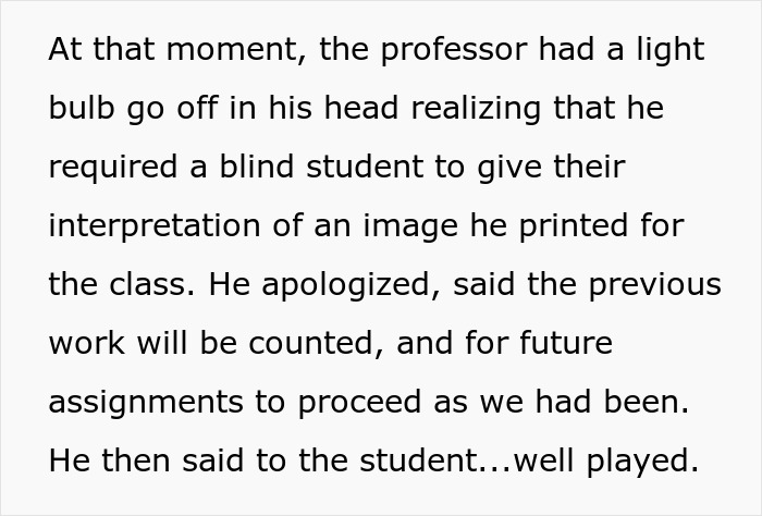 Professor Demands Blind Student To Give An Interpretation Of An Image, They Maliciously Comply