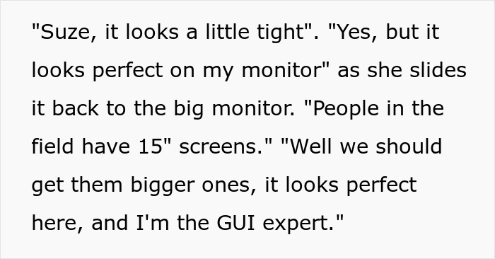 Team Manager Takes Designer's Big Monitors Away To Show How Real Users See Her Designs