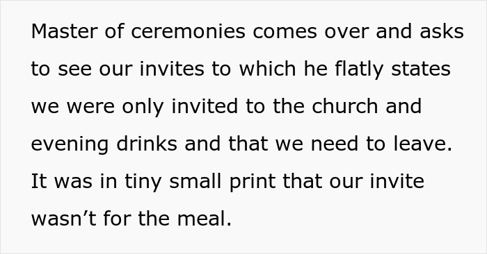 "Always Read The Wedding Invitation Small Print": 2 Guests Leave Wedding Mortified "Always Read The Wedding Invitation Small Print": 2 Guests Leave Wedding Mortified