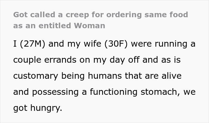 Woman With Main Character Syndrome Freaks Out After Stranger Orders The Same Meal
