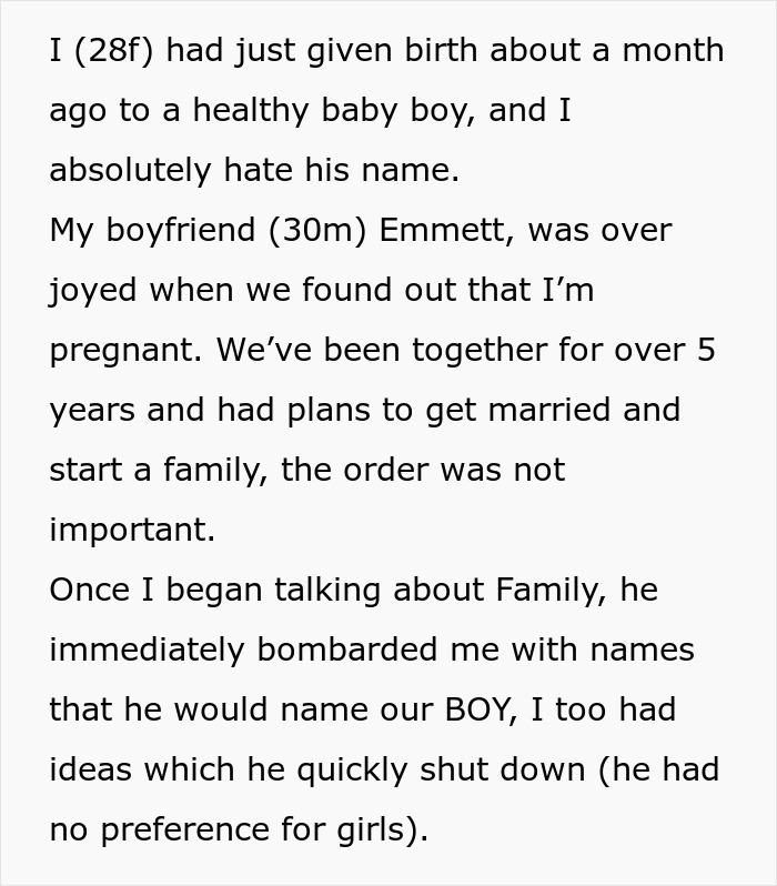 Dad Chooses Baby's Name Saying It's Meaningful To Him, Mom Can't Bring Herself To Say It Out Loud 