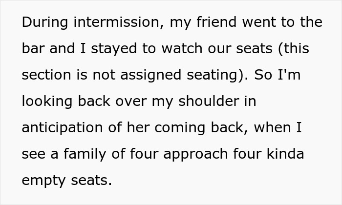 Family Regret Taking Someone Else's Theater Seats After They See What Seats They Got Family Regret Taking Someone Else's Theater Seats After They See What Seats They Got