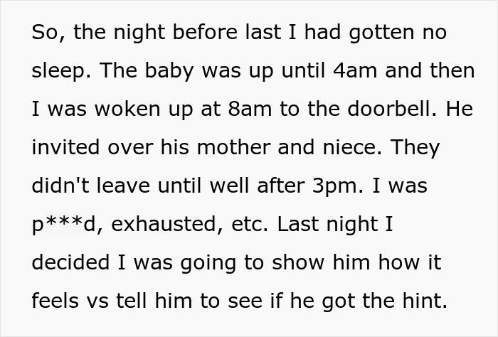 Dad Refuses To Help With Newborn, Keeps Inviting Family Over For Visits, Wife Takes Revenge
