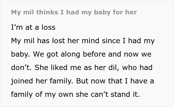 Woman Dumbfounded After Realizing MIL Thinks Her New Baby Is For Her