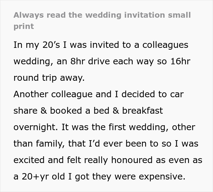 "Always Read The Wedding Invitation Small Print": 2 Guests Leave Wedding Mortified "Always Read The Wedding Invitation Small Print": 2 Guests Leave Wedding Mortified