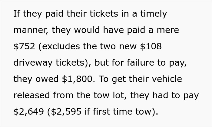 One Blocked Driveway Sets Off A Domino Effect, Leading To Thousands In Fines One Blocked Driveway Sets Off A Domino Effect, Leading To Thousands In Fines