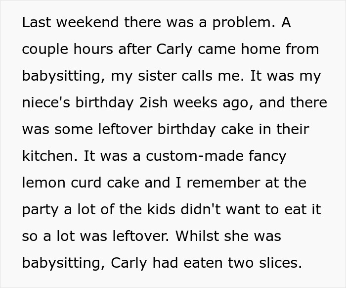 Woman Is In Disbelief After Sister Asks Her To Chip In For The Cake That Her Daughter Ate 2 Pieces Of Woman Is In Disbelief After Sister Asks Her To Chip In For The Cake That Her Daughter Ate 2 Pieces Of