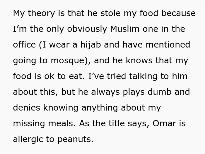 Woman Faces Backlash At Work After A Food Thief With A Severe Allergy Steals Her Lunch