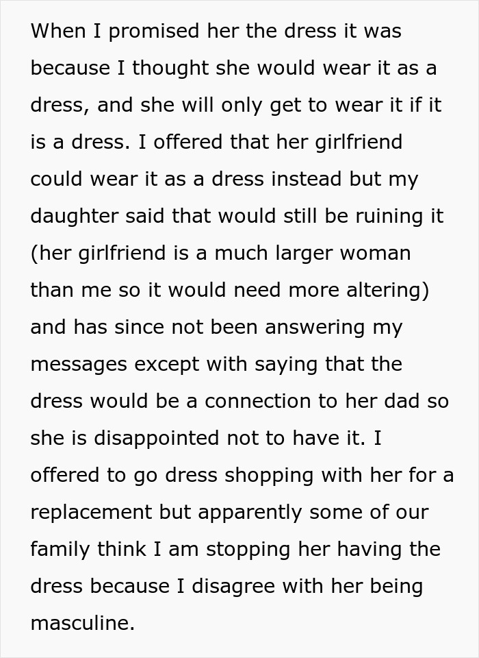 Mom Won't Lend Her Wedding Dress As Promised So That Her Daughter Can Cut It Up