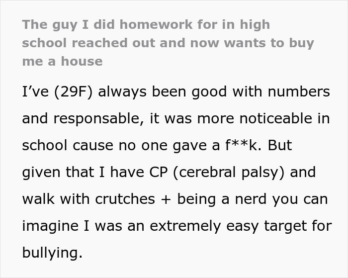 Girl Helps Jock With Homework To Ward Off Bullies, Years Later He Offers To Buy Her A House