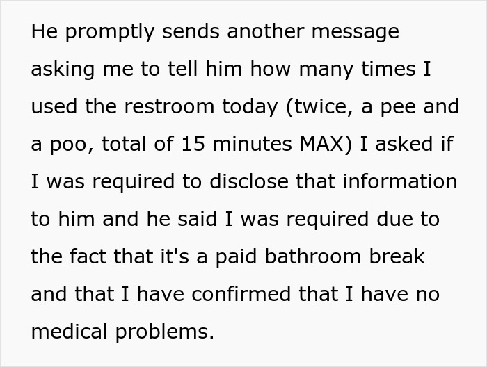 Person Doesn't Know How To Respond To Boss Asking Them How Many Times They Used The Bathroom Person Doesn't Know How To Respond To Boss Asking Them How Many Times They Used The Bathroom