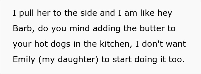 Woman Asks SIL To Stop Putting Butter On Her Food In Front Of Her Daughter