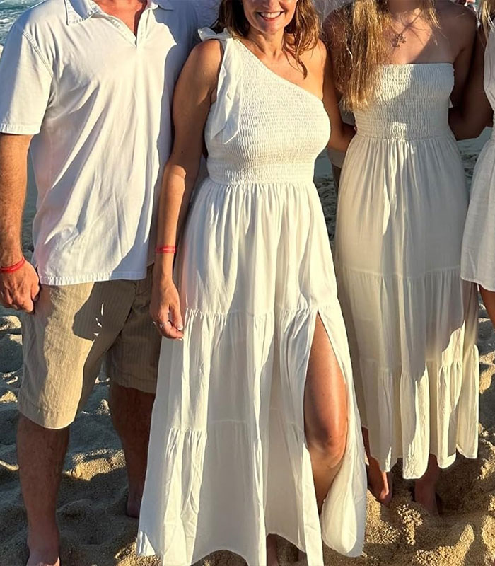 Summer Glow Up: One Shoulder Knot Smocked Midi - Flowy, Split, & All Chic!