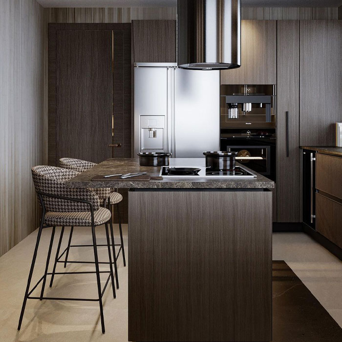 Dark brown kitchen cabinets