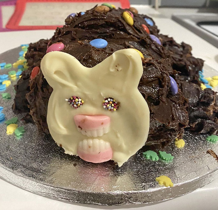 My Sister’s Attempt At A Homemade Caterpillar Cake