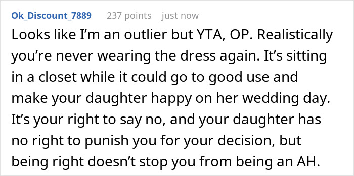 Mom Won't Lend Her Wedding Dress As Promised So That Her Daughter Can Cut It Up