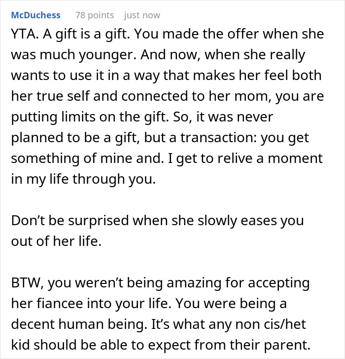 Mom Won't Lend Her Wedding Dress As Promised So That Her Daughter Can Cut It Up