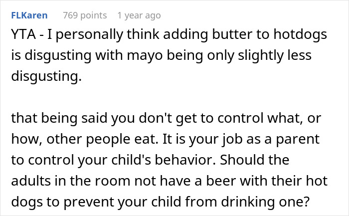 Woman Asks SIL To Stop Putting Butter On Her Food In Front Of Her Daughter