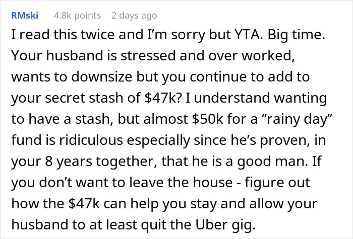 Man Breaks Down Crying After Learning His SAH Wife Has $47k Stashed Away While He's Struggling