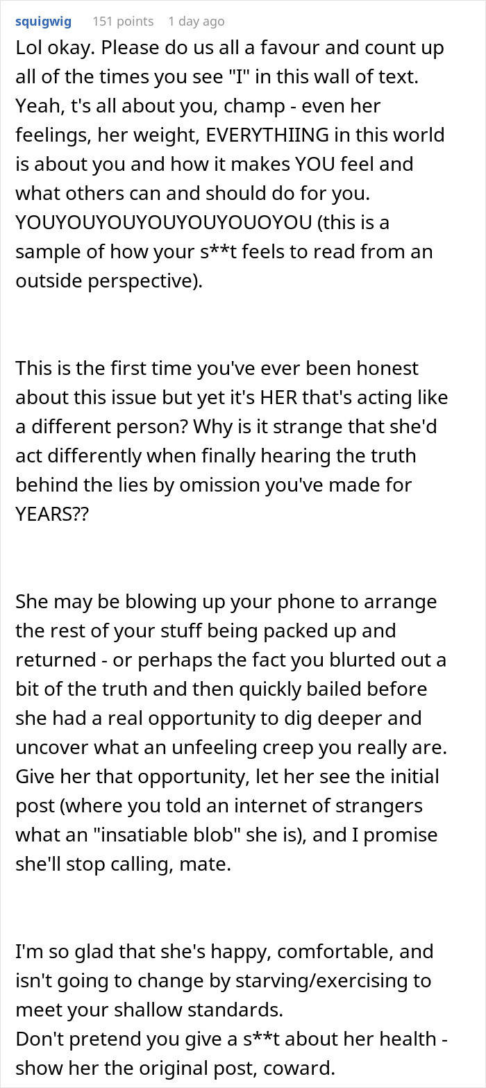 Man Debates Breaking Up: &ldquo;The Thin Girl I Was Attracted To Was Replaced By An Insatiable Blob&rdquo;