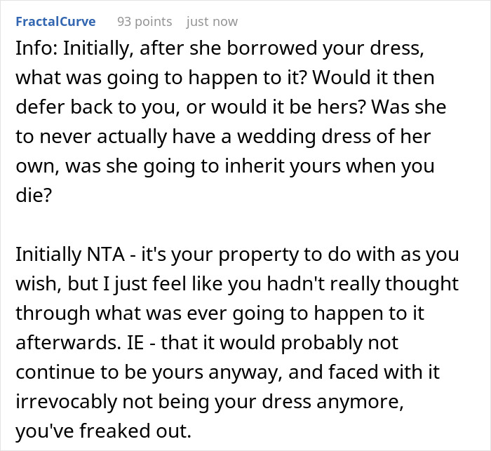 Mom Won't Lend Her Wedding Dress As Promised So That Her Daughter Can Cut It Up